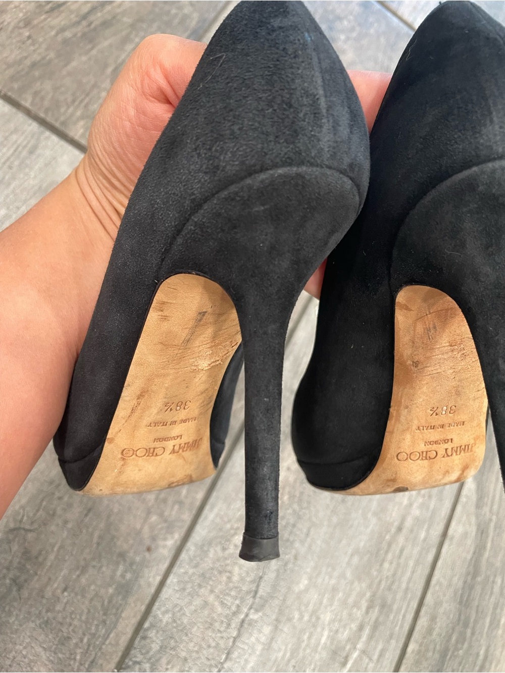 Jimmy Choo Black Suede Pointed-Toe Stiletto Pumps - Picture 14 of 16